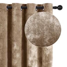 SNITIE Amber Beige Crushed Velvet Curtains 52" x 96" Luxurious Thermal Insulation Soundproofing and Light Filtering Window Treatments Ideal for Living Room Bedroom Office - Set of 2 Panels