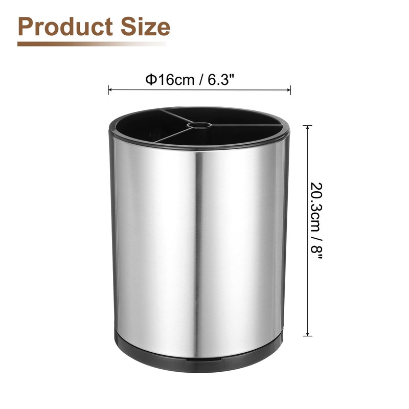 QUARKZMAN Kitchen Utensils Holder Stainless Steel 360° Rotatable Cylinder Divider
