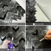 Black Peel and Stick Backsplash Herringbone Tile, Self-Adhesive Aluminum Metal