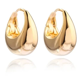 MOUP Simple Design Earrings, Popular, Hypoallergenic Metal, Ring, 18K Gold Earrings, For Women, Earring, Loop, For Adults, Silver Copper Cubic Zirconia