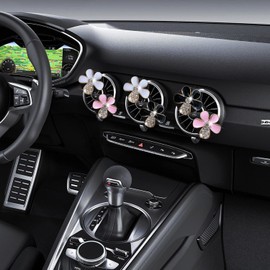 6pcs Diamonds Flower Car Air Fresheners Vent Clips with Fragrance Pads Car Fresheners Cute Car Air Conditioner Vent Charm Interior Decor Accessories Gift (6 Pcs with Diamonds Flower)