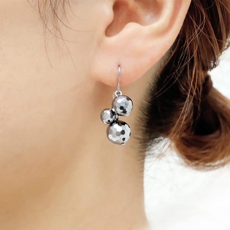 GOLD STONE Terahertz Earrings, For Both Ears, Grape Clusters, Sparkling,