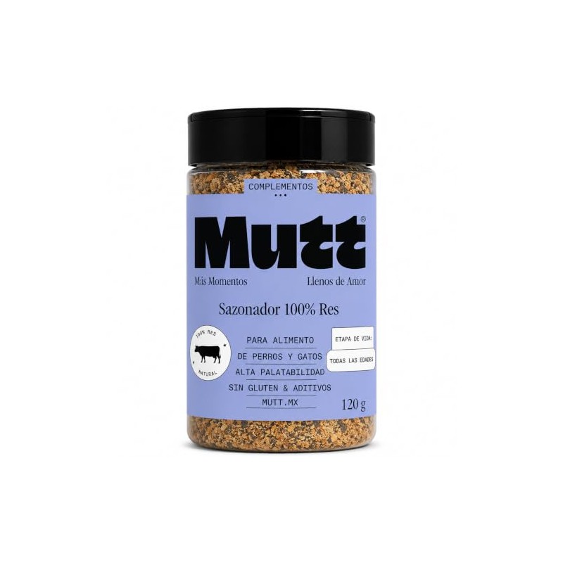 MUTT Aderezo para Perro en Polvo 100% Natural, Res 85