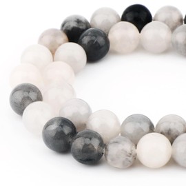 Bymitel 90 pcs Natural Genuine Real Round Loose Stone Beads Gemstone Spacers for Charm DIY Jewelry Making 15.5" per Strand 4mm (Cloudy Quartz Crystals, 4mm)