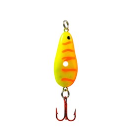 Lindy Glow Spoon Glowing Ice Fishing Lure Jigging Spoon, Red Fire Tiger, 1/8 oz