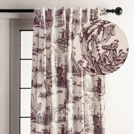 Maison d'Hermine Curtains for Living Room 100% Cotton 84 inch Length One Panel Window Toile Curtains for Bedroom with Loop & Rod Pockets - Calais Charcoal, 50" W x 84" L