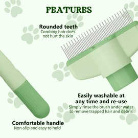 Cat Brush, Pack of 2 Self-Cleaning Pet Brushes, Self-Cleaning Flea Comb, Cat Flea Comb for Cats, Removing Matte Hair for Dogs and Cats