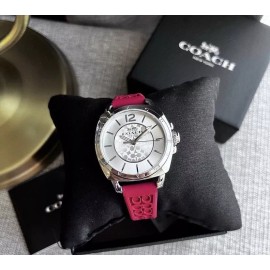 Coach NWB 14503878 RED Coach Women Boyfriend  Logo-Embossed Rubber Strap Watch 34mm