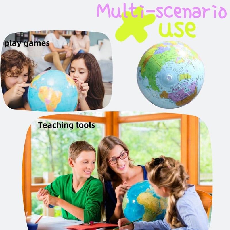Inflatable Earth Globe, 4 Pieces, Geography World Map, Inflatable, Inflatable