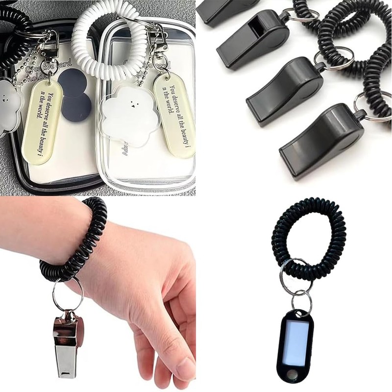 50pcs Bracelet Wrist Coil Elastic Keychain Number Tag Holder Wristband