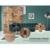 4 Panel Wood Room Dividers with Shelves Folding Privacy Screens