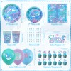 Dolphin Party Supplies, Includes Happy Birthday Party Backdrop, Plates, Cupcake