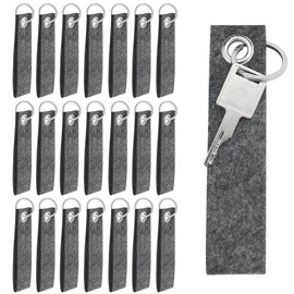 JRSHIRLEYLTD 21 Stück Filz Schlüsselanhänger mit Edelstahl Ring für DIY Dekoration Handwerk Schlüsselanhänger zum Selber Machen Rohling für Taschen Auto Basteln, 13 x 3 cm, Grau