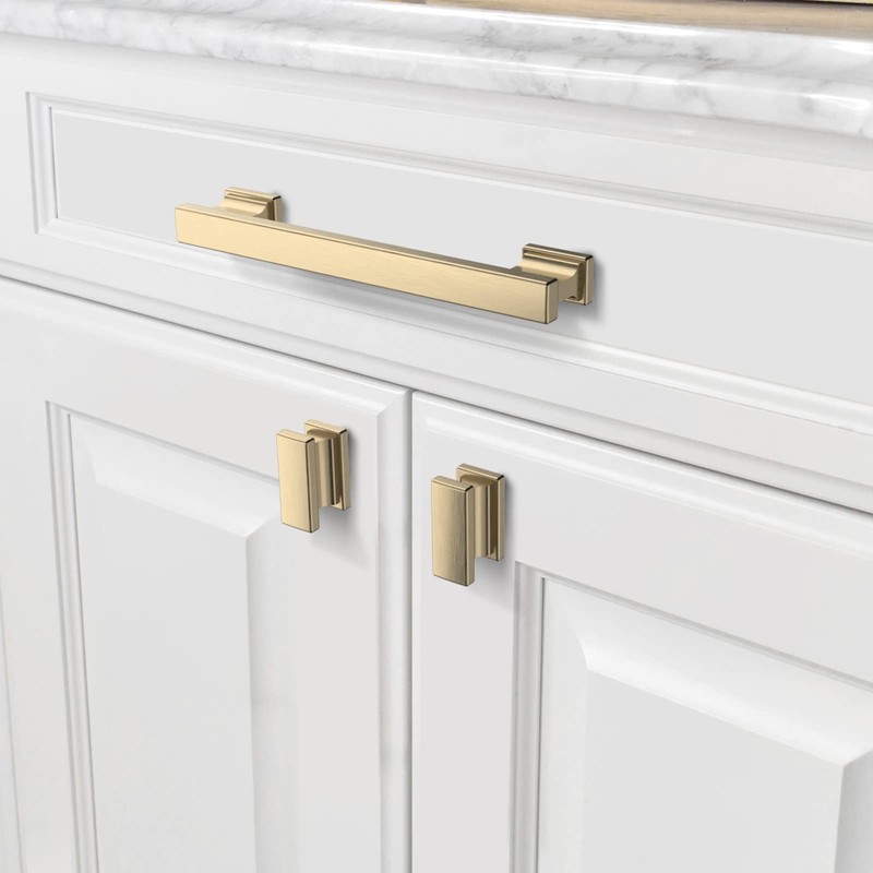 Asidrama 10 Pack 5 Inch(128mm) Brushed Brass Kitchen Cabinet Handles,