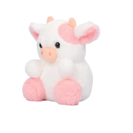Tikwisdom Cow Stuffed Animal,Plush Cow Doll, Paw Paw Cow Plush Toy,Cartoon Cute Cow,Gift for Boys and Girls,20cm High (pink)