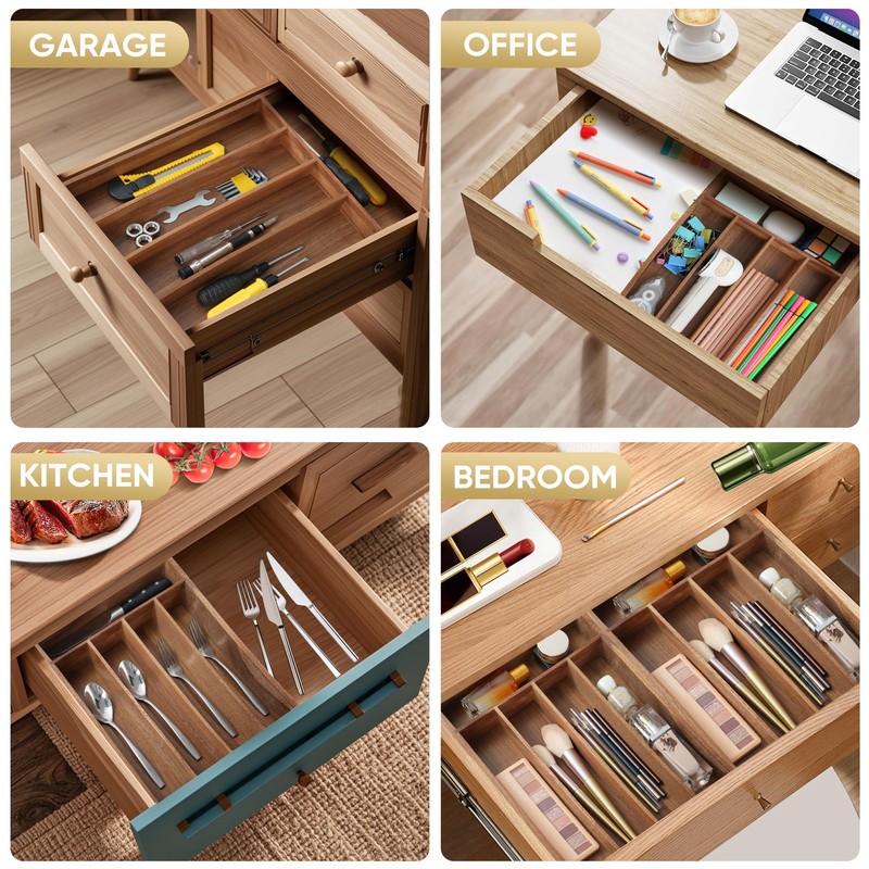 Silverware Organizer, 2 Pack 10 Inch Utensil Organizer Kitchen Drawer