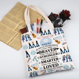 WSNANG Music Musical Inspired Gift Music Musical Tote Bag Dancing Travel Bag You are Braver Stronger Smarter Shoulder Bag (MamaAlway TB)