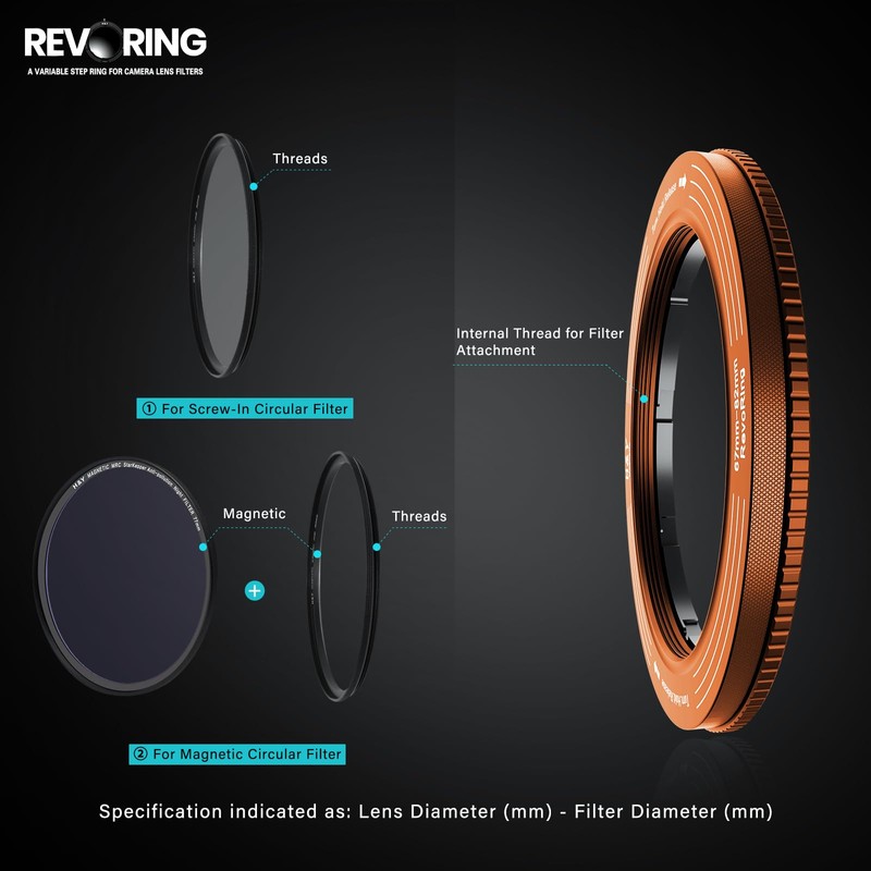 H&Y Step Up Rings for Filters Adapter Variable Step Up