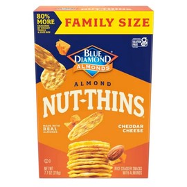 Blue Diamond Almonds Nut-Thins Gluten Free Cracker Crisps, Cheddar Cheese, Family Size, 7.7 oz (Pack of 6)