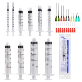 Aotfusd Pack of 10 Syringes with Blunt Needle, Various Sizes, 1 ml, 3 ml, 5 ml, 10 ml, 20 ml for Refilling and Measuring Liquids, Scientific Laboratories, Plant Watering