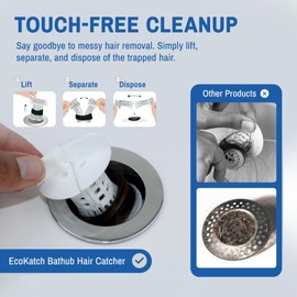 No-Contact Bathtub Hair Catcher | Conceals Hair | Reusable Silicone Mesh Strainer | Fits 1.5"-1.75" Drains | Turkish Pink