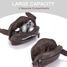 Telena Belt Bag for Women PU Leather Fanny Pack Crossbody Bags for Women Waist Bag with Adjustable Strap, Coffee