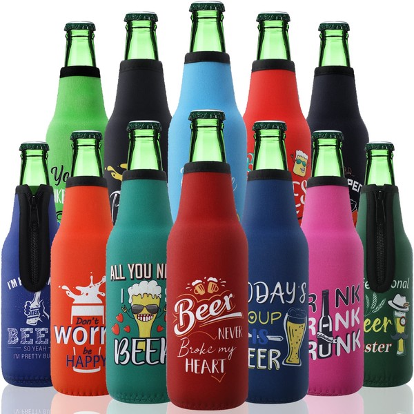 Summer Beer Bottle Insulator Sleeve with Zipper Neoprene Insulated Bottle