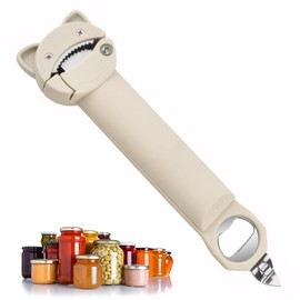 Multifunctional Magnetic Can Opener Jar Lid Opener Retractable Bottle Jar Opener for Weak Hands Arthritis Hands & Seniors Kitchen Gadget(White)