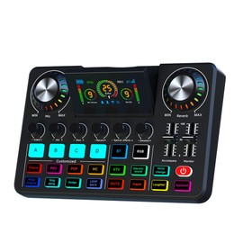 Nuoxiange F668 Beginners Game Audio Mixer OTG Interface 3D Folding Screen Console PC Digital Sound Card for Streaming Podcasting, Computer Recording, Game Voice, Mobile Phone Live Sound Board