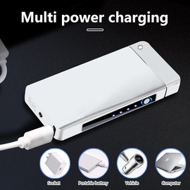 TIKIUKI Electric Rechargeable Flameless Windproof Plasma Lighter - Butane Free with High Capacity Battery for Candles (Silver)