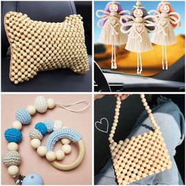 Diompirux Pack of 120 20 mm Natural Wooden Beads, Round Wooden Beads for Threading, Untreated Beads, Natural Loose Spacer Beads for Crafts, Decorative Accessories, for DIY Jewellery Bracelets