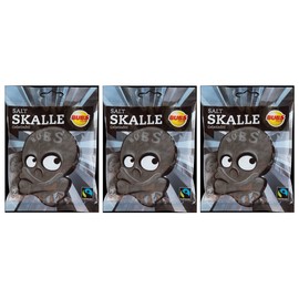 Bubs Godis Salt Skalle - Salty Skull - Original Swedish Salty Liquorice Salmiak Wine Gum Candy Bag 90g, 3-Pack