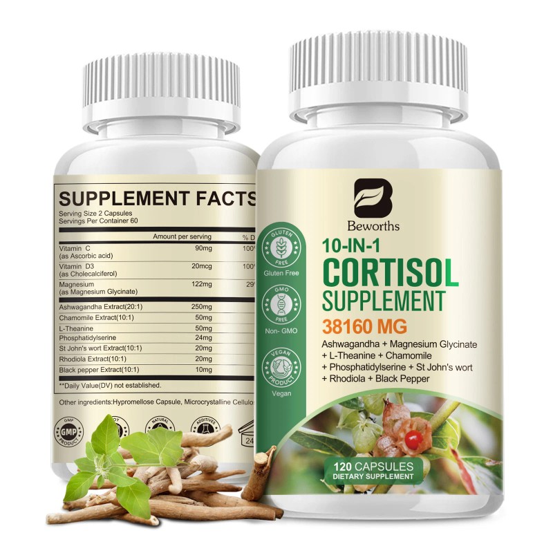 Beworths Super Cortisol Supplement Magnesium Ashwagandha L-theanine,Rel