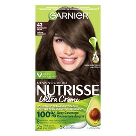 Garnier Nutrisse Ultra Crème, Permanent Hair Dye, 100% Grey Coverage, Vegan Formula, Nourished Hair, Long-Lasting Rich Colour, Protects Hair Against Dryness, 43 Dark Golden Brown, 1 Application