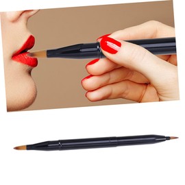 FRCOLOR Dicephalous Lip Brush Applicator Dual-ended Makeup Tool for Lip Gloss Lipstick Portable Easy to Use Black Color