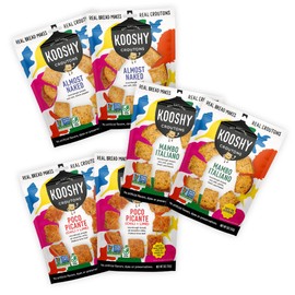 Kooshy Croutons | Made with Sourdough Bread | Non GMO Croutons for Salad, Soup, and Snacking (Variety Pack | 5 oz / 6 Pack)