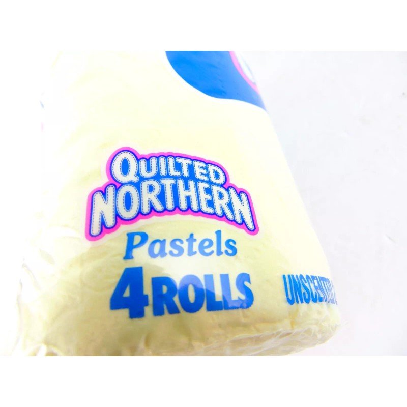 Vintage 1992 Quilted Northern Pastels Yellow Bathroom Tissue 4 Roll