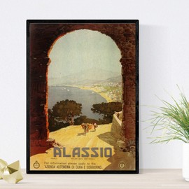 Nacnic Vintage Poster Vintage poster of France and Italy. Alassio travels. A3 size