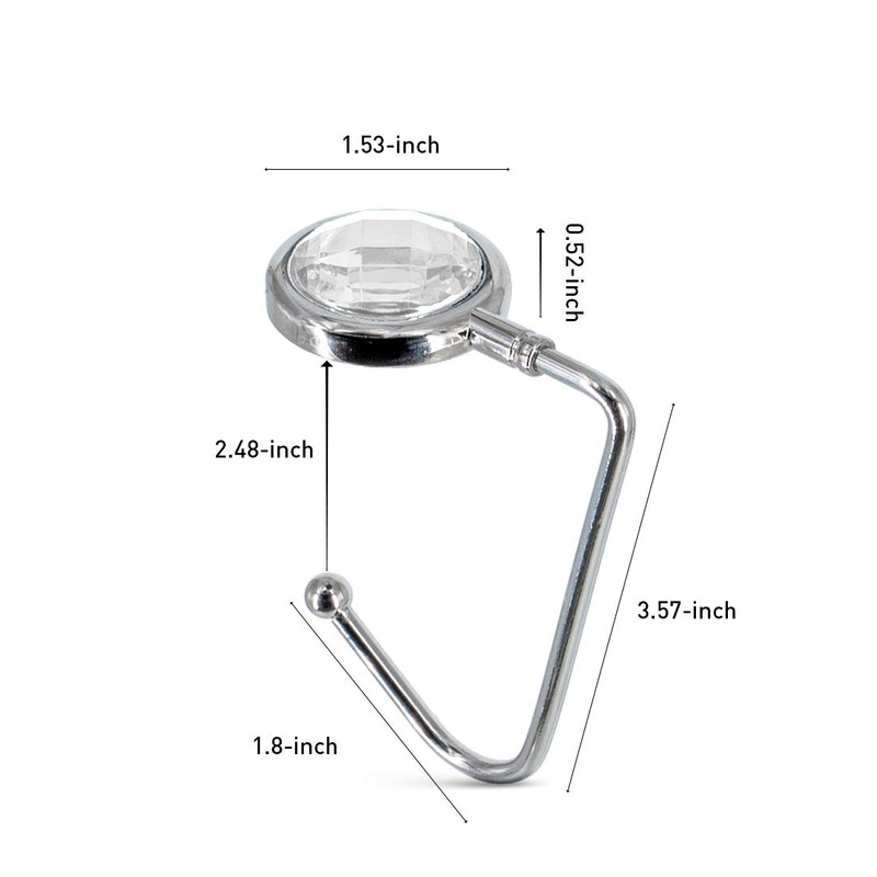 TANOSII Purse Hook Mental Clutch Holder Handbag Rhinestone Hanger for