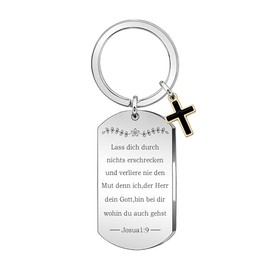 HEYEJET Christian Keyring for Women Men Serenity Prayer Gifts, Cross Pendant with Bible Verse Accessories Religious Gifts for Family Friends Inspirational Gifts, silver