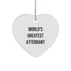 World's Greatest Attendant Heart Ornament, Funny Quote, Gift from Friends