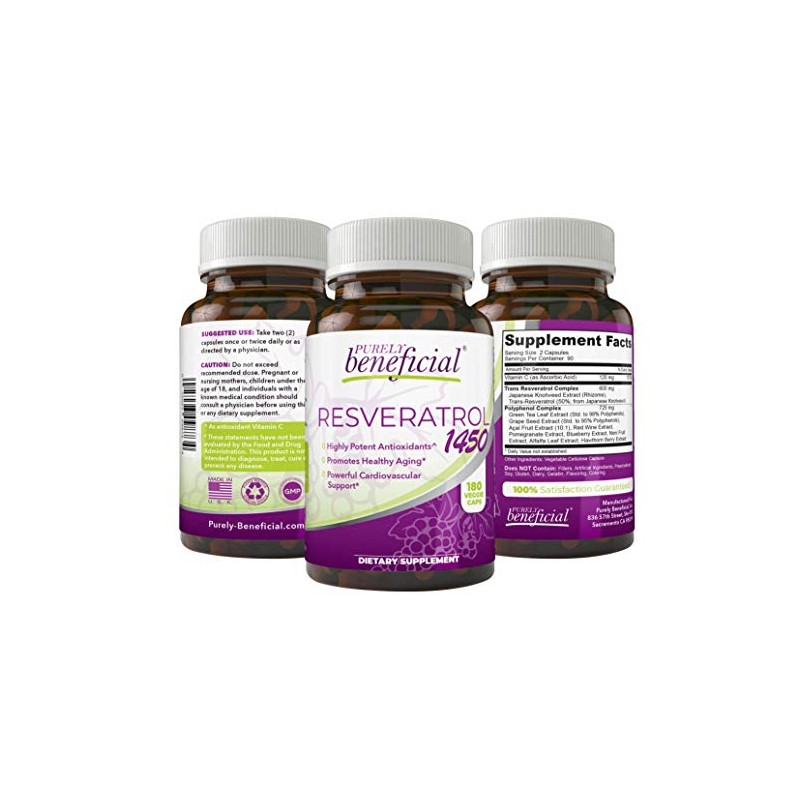 Resveratrol 1450 – Suplemento para 90 días - 0.05 onzas