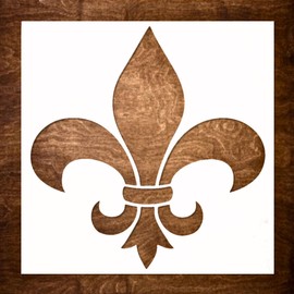 8x8 Inch Large Fleur de lis Stencil for Painting on Wood, Canvas, Paper, Fabric, Walls and Furniture - Flower Stencils - Reusable DIY Art and Craft Stencils - Wall Stencil