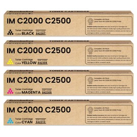 IM C2000 C2500 Toner Cartridges High Yield IMC2500 IMC2000 842307 842310 842309 842308 Toner Replacement for Ricoh Lanier Savin IM C2000 IM C2500 Printer Ink 4-Pack (Black, Cyan, Magenta, Yellow)