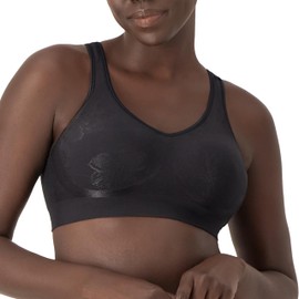 Bali Womens Comfort Revolution Wireless Bra, Comfortflex Fit Full-coverage Wirefree Full Coverage Bra, Black Tropic, X-Large US