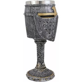 Ebros Medieval Knight Of The Cross Suit of Armor Helm 7"H Wine Goblet Chalice