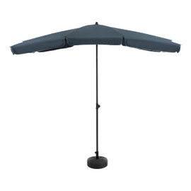 HOMES: Inside + Out Noddy Modern 5' x 7.5' Rectangular Tilting Patio Umbrella with Base Included, UV, Water Resistant, Polyester Canopy for Pool, Deck, Garden, Lawn, Dark Sapphire