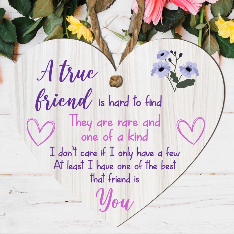 Friendship Heart Plaque – MDF Wood | "A True Friend"