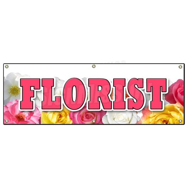 72" Florist Banner Sign Roses Flower Shop Arrangements delivery Fresh Plants