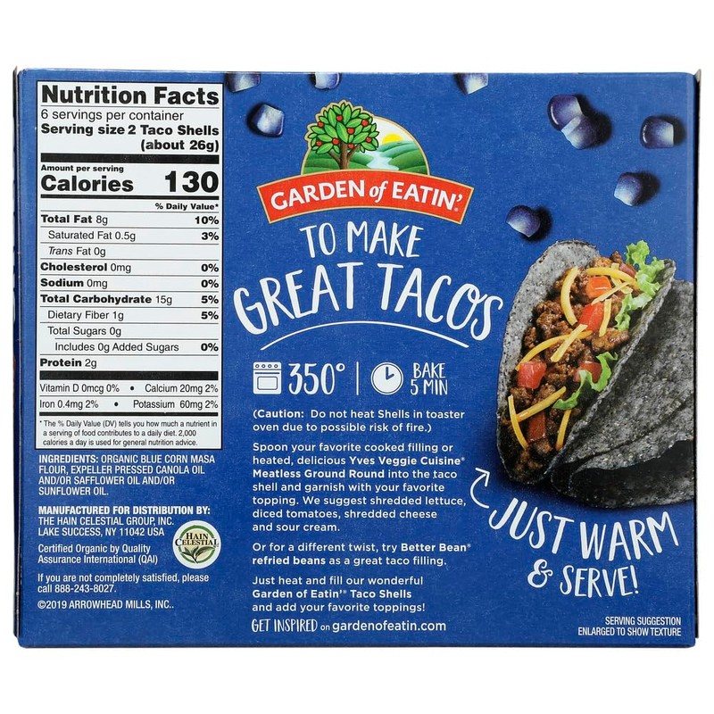 Garden of Eatin' Taco Shells, Blue Corn, 5.5 oz. (Pack